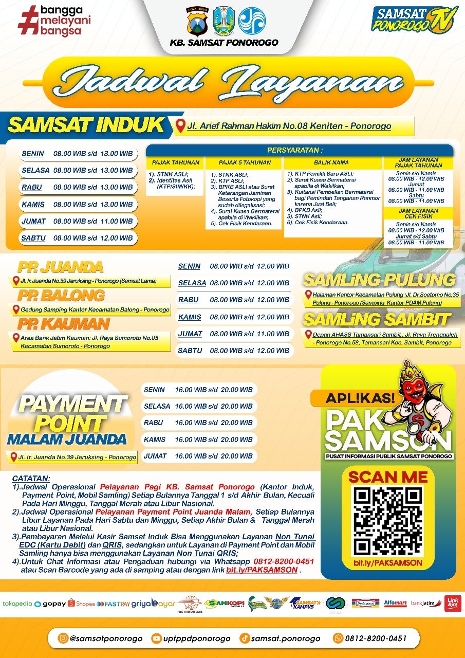 Jadwal Layanan Samsat